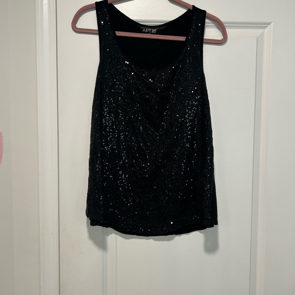Apt. 9 Black Sequin Tank Top